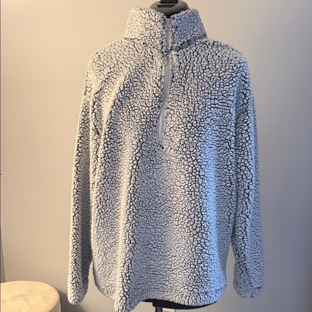 Bobbie Brooks Women's Sherpa Pullover - Light Gray